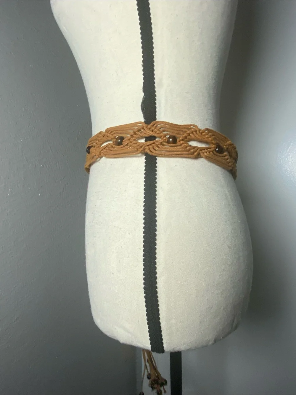 Y2K Boho Fairy Brown Wood Beaded Rope Belt One Size